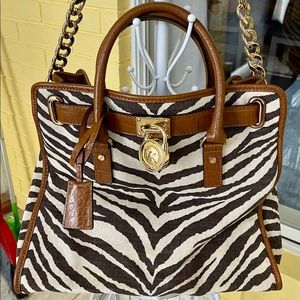 Authentic Michael Kors Hamilton zebra print handbag